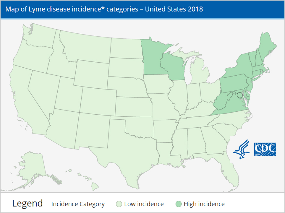 CDC Lyme Disease Incidence Map