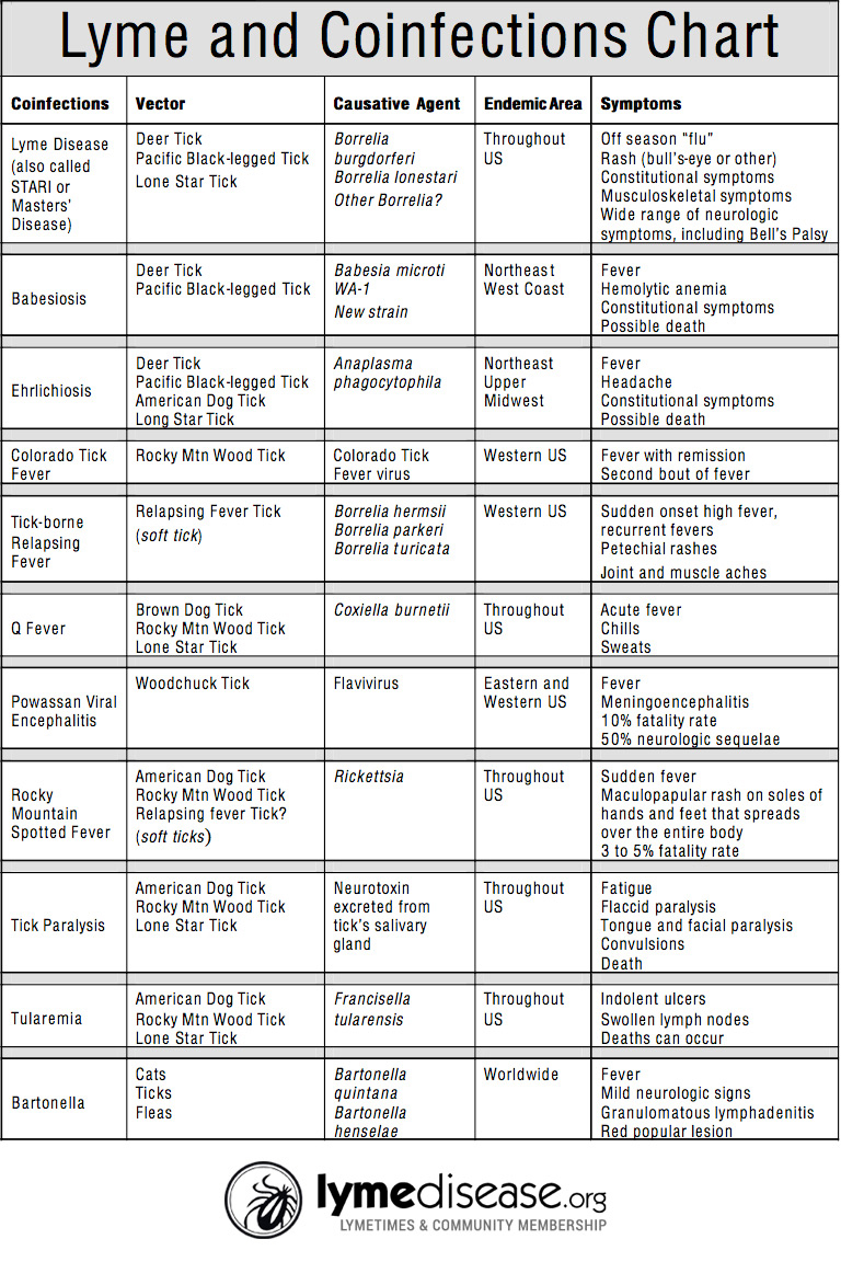 Lyme Co Infections Symptoms Chart