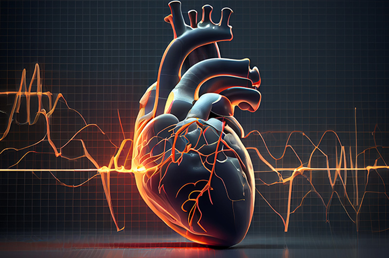 Borrelia bacteria invading the heart's conduction (electrical) system,