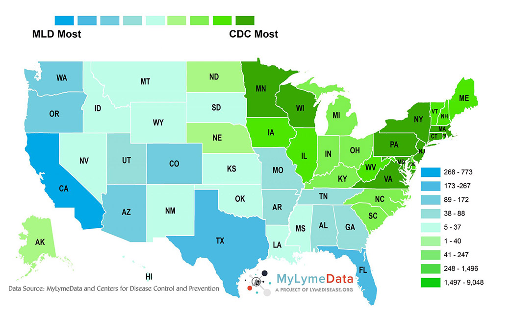 MyLymeData report more Lyme disease in these 24 states than CDC does