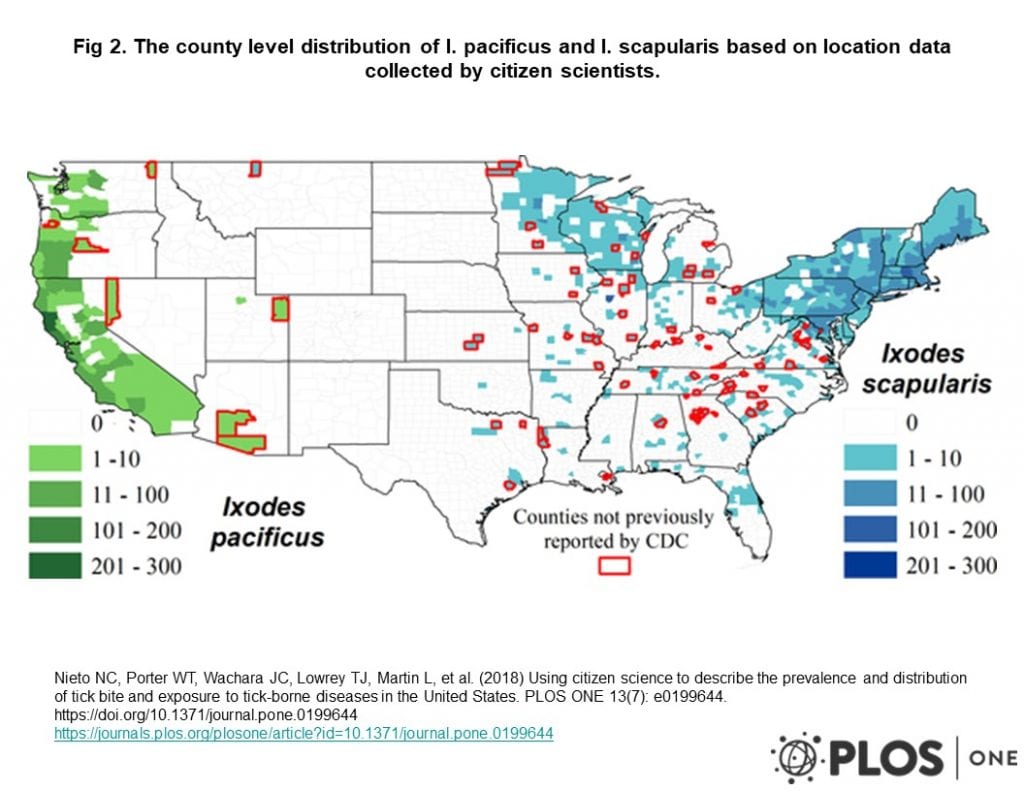 Tick bite map of US